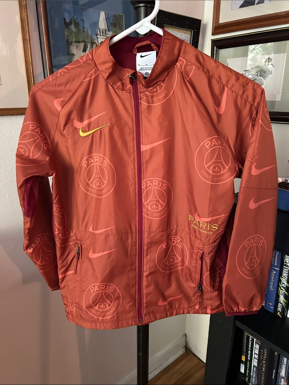 Nike Kids Paris Saint-Germain Orange Windbreaker with Yellow Swoosh
